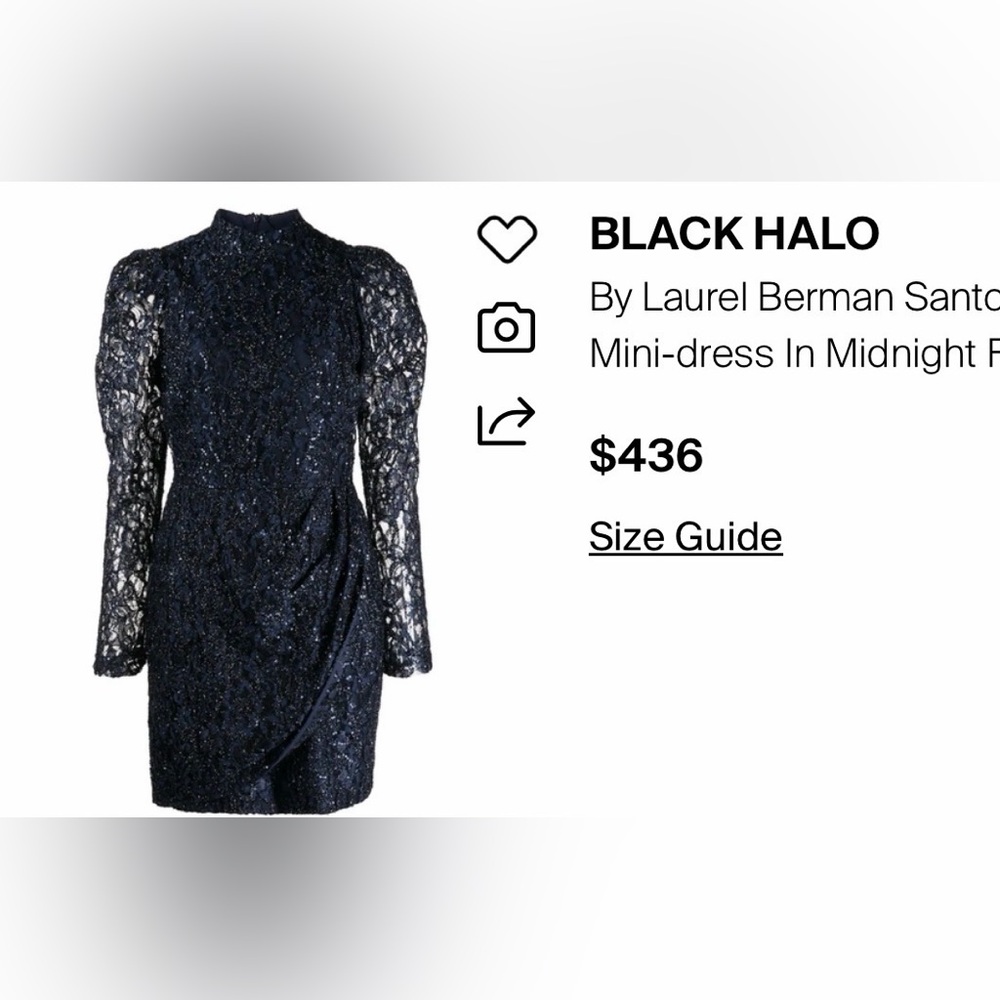 BLACK HALO Santorini Laurel Berman Santorini Mini-dress In Midnight Dress NWOT - Picture 7 of 8